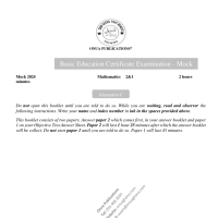 BECE Mock | 2025-2026 Mathematics l Question Papers